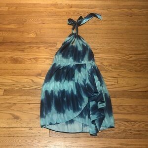 TOCCIN (NY) Keyhole Halter Dress. Above Knee Length. Dip Dye Blue. Size 6.